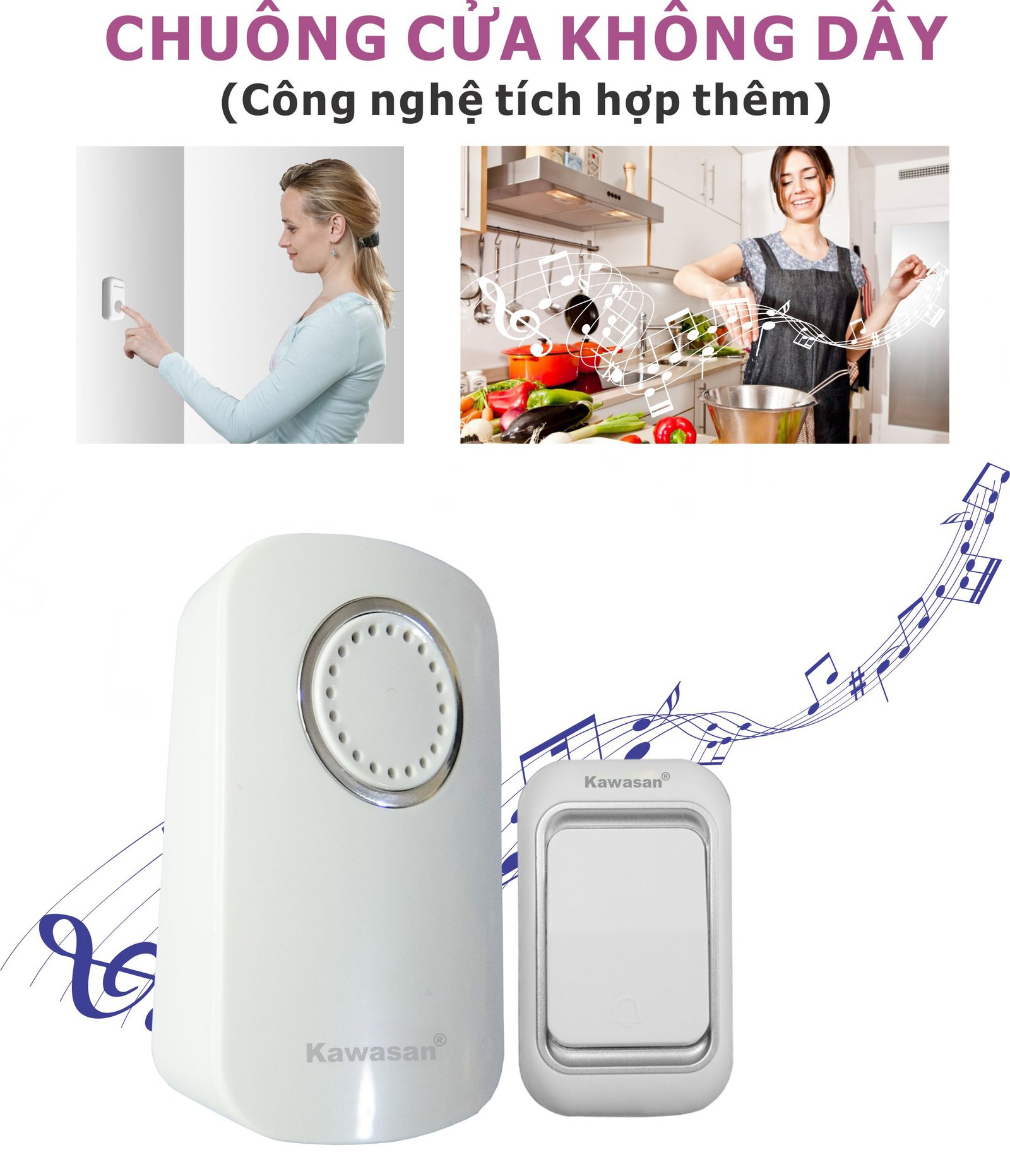 Chuông cửa không dây Kawasan DB668B – hình chi tiết