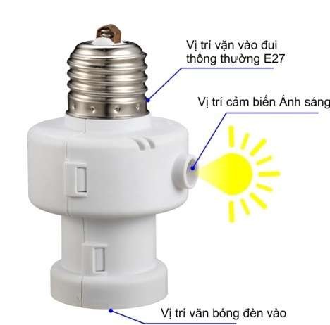 Đui đèn cảm ứng ánh sáng Kawasan LSE27-Time – hình chi tiết