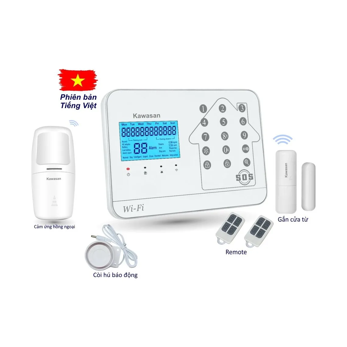 Bộ Báo Trộm Trung Tâm Không Dây Wifi / Sim Kawasan 262T-wifi