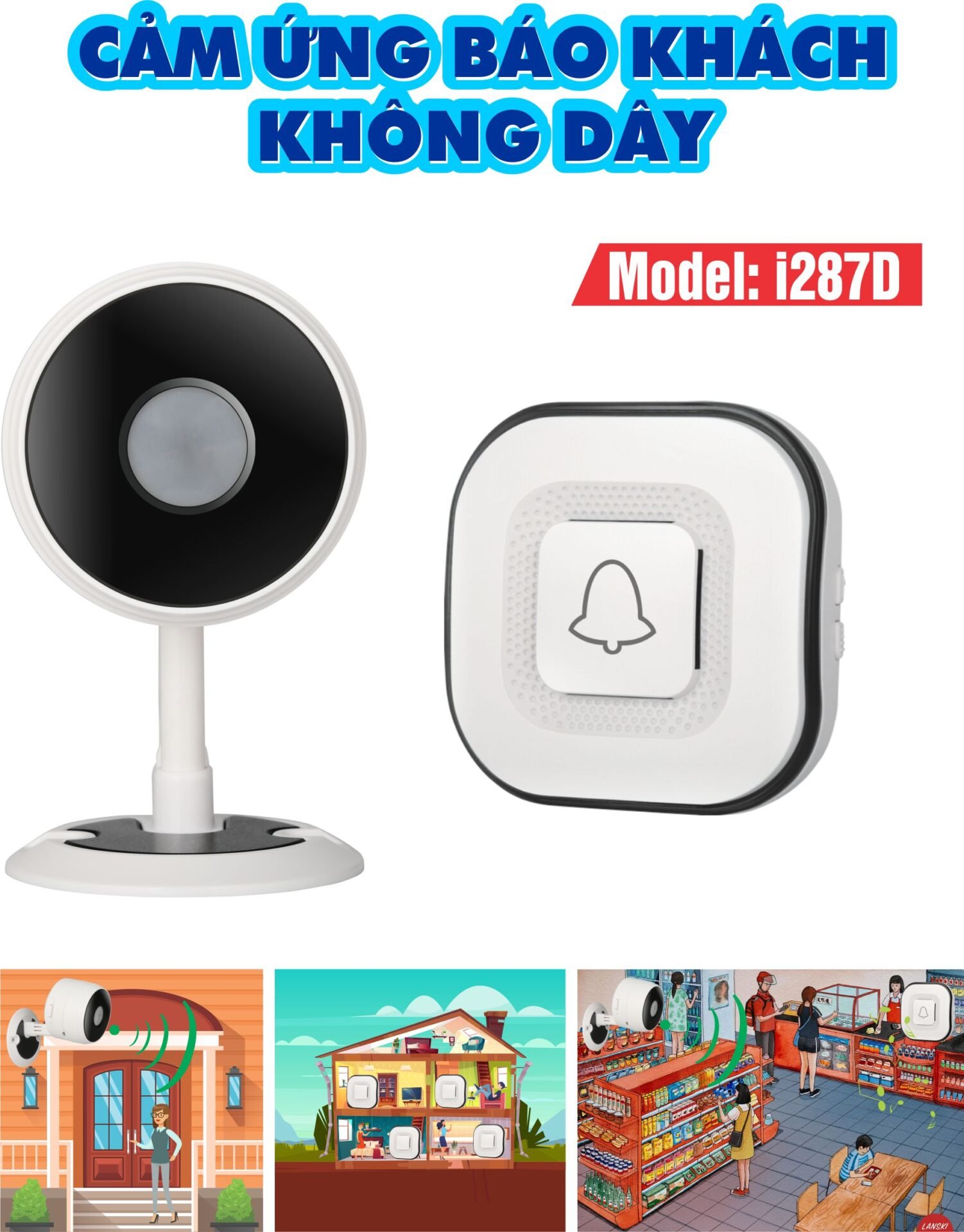 Báo khách cảm ứng không dây Kawasan i287D