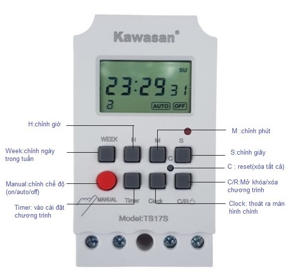 Công tắc hẹn giờ kỹ thuật số Kawasan TS17S