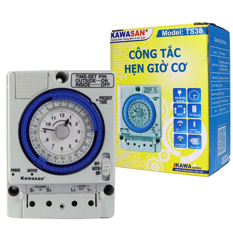 Công tắc thời gian dạng cơ Kawasan TS38 – hình chi tiết