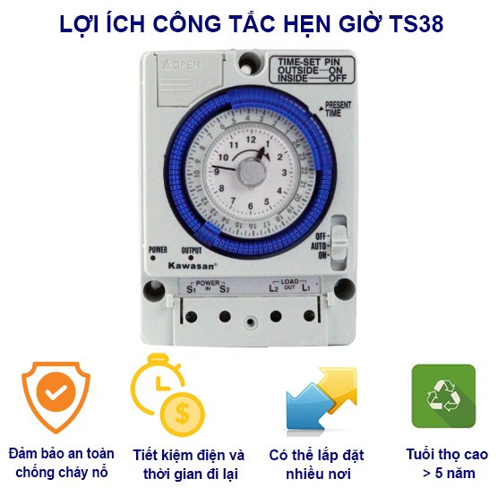Công tắc thời gian dạng cơ Kawasan TS38