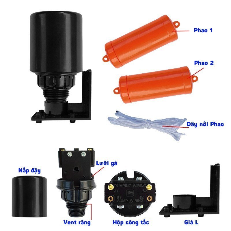 Công tắc phao điều khiển bơm nước Kawasan CP01 – hình chi tiết