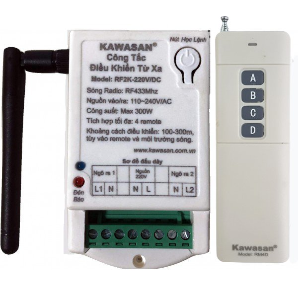 Công tắc điều khiển từ xa Kawasan RF2K-220V-RM4D