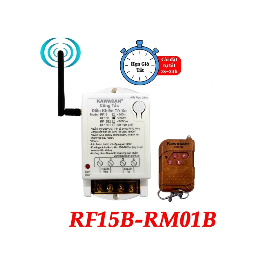 Công tắc điều khiển từ xa Kawasan RF15B-RM01B – hình sản phẩm
