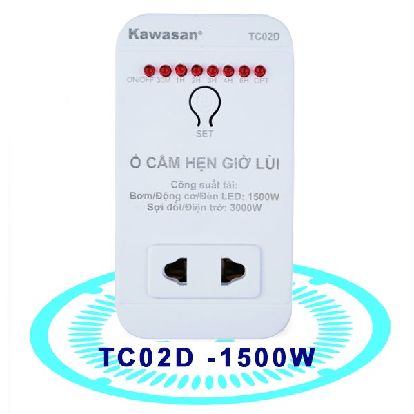 Ổ cắm hẹn giờ lùi Kawasan TC02D 1500W – hình sản phẩm